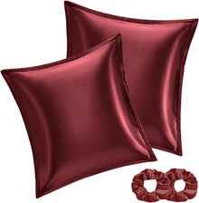 Satin Kissenbezug 2er Set 65x65 Rot Weich Seidenkissenbezug Pflegen