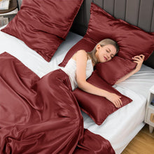Satin Kissenbezug 65x65 Rot 2 Stück Haargummis