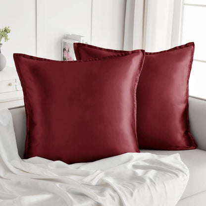 Vielit Satin Kissenbezug 2er Set 60x60 Rot mit Haargummis