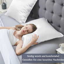 2er Set Satin Kissenbezug 65x65 Weiß mit Haargummis
