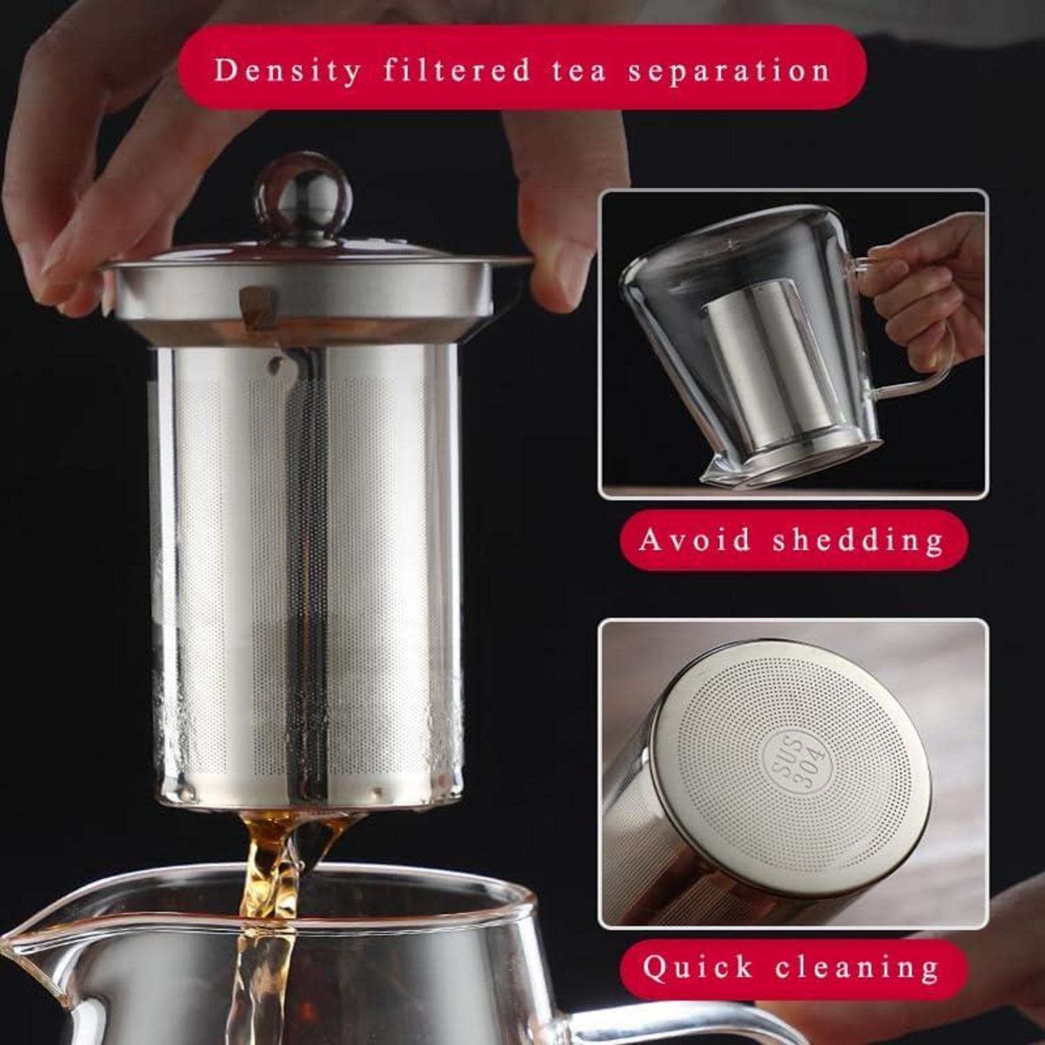 Borosilikat Glas Teekanne mit Edelstahl-Teesieb 950ml 32oz