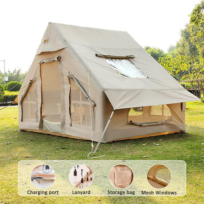 Aufblasbares Familienzelt 4 Personen Camping Glampingzelt mit Pumpe