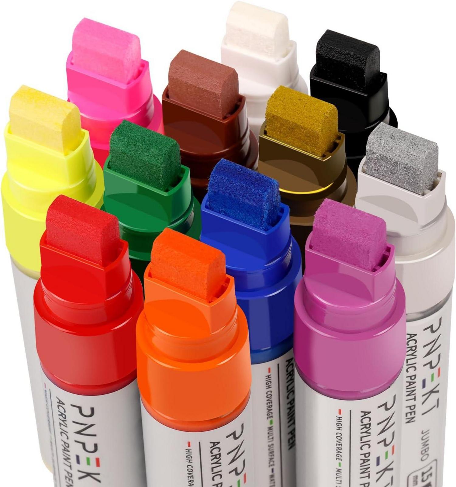 Acryl Paint Markers 12 Farben wasserfest Filzspitze 15mm