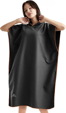 Mikrofaser Surf Poncho Quick Dry Badeponcho Kapuze Strand Schwarz
