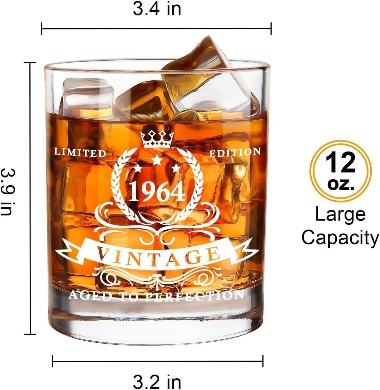 Whiskyglas 1964 60. Geburtstag Bourbonglas Holzkiste 360 ml