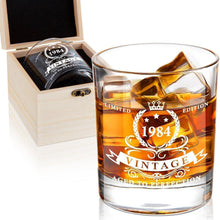 40. Geburtstag Geschenk Whiskyglas 1984 Holzkiste Ginbourbon 360ml