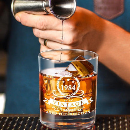 40. Geburtstag Whiskyglas 1984 360 ml Holzkiste Männer Geschenk