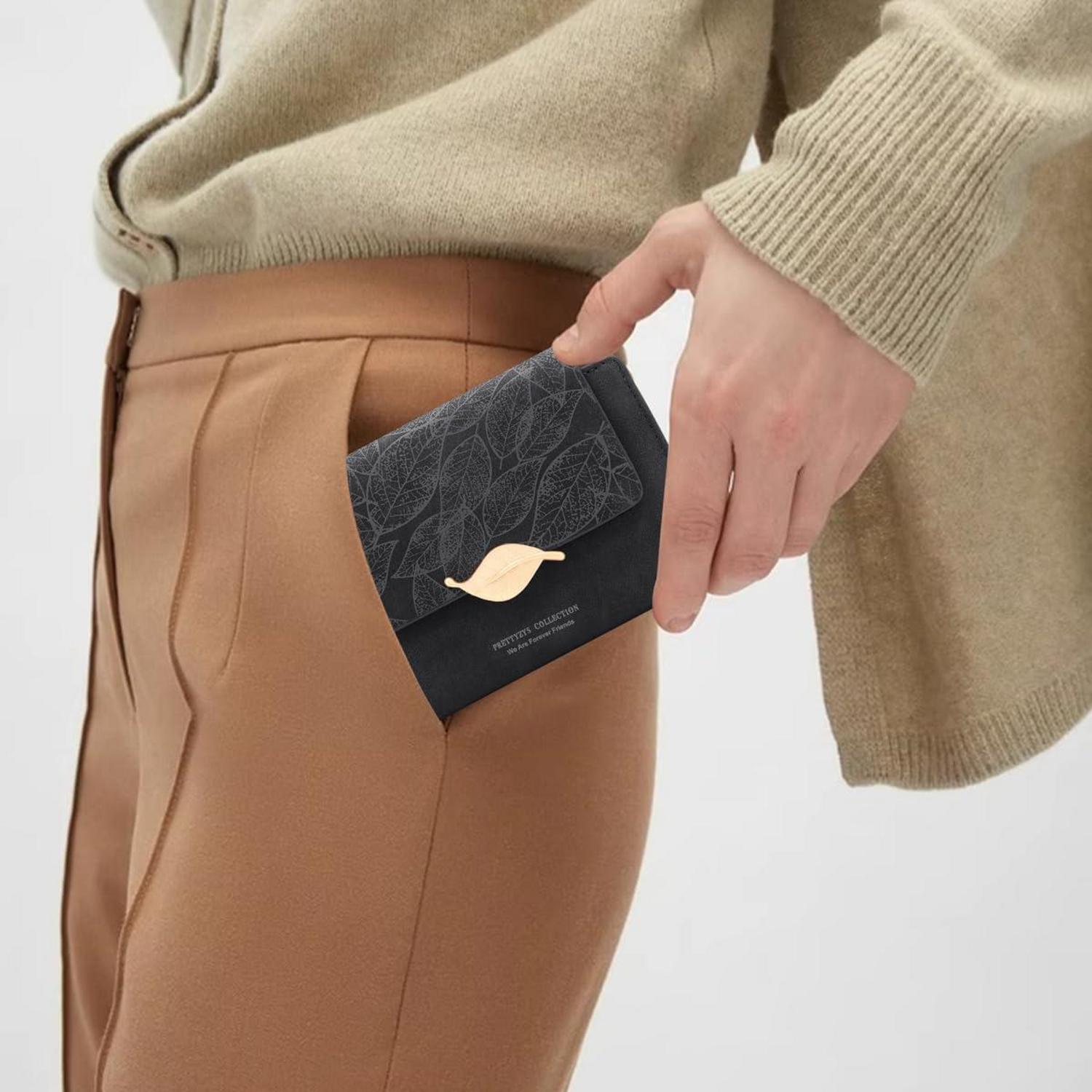 Damen Geldbörse Klein PU Leder Viele Fächer 10 Kartenfächer Zipper