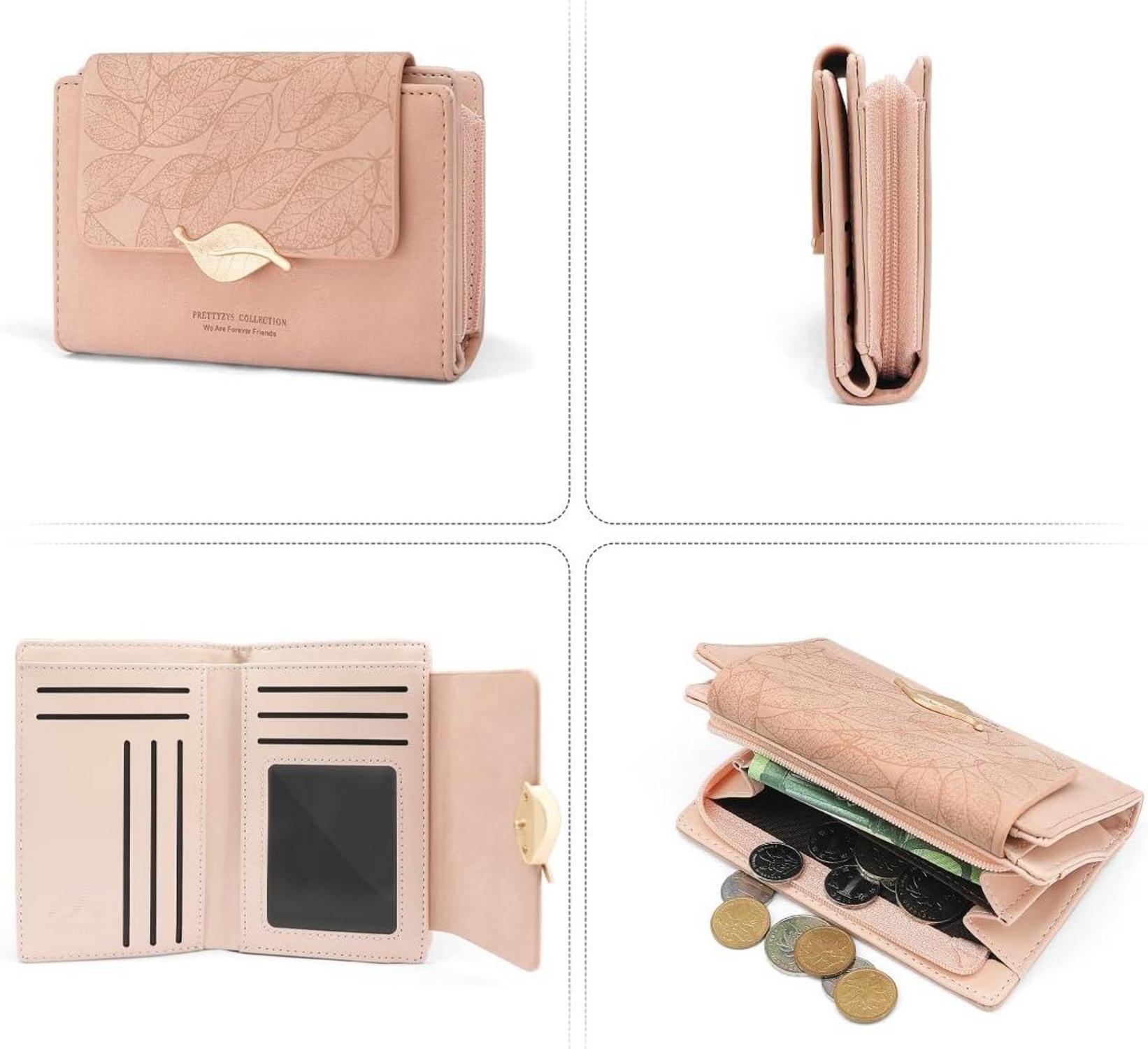 Damen Geldbörse Klein PU Leder Portemonnaie Viele Fächer Zipper