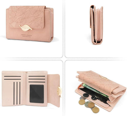 Damen Geldbörse Klein PU Leder Portemonnaie Viele Fächer Zipper