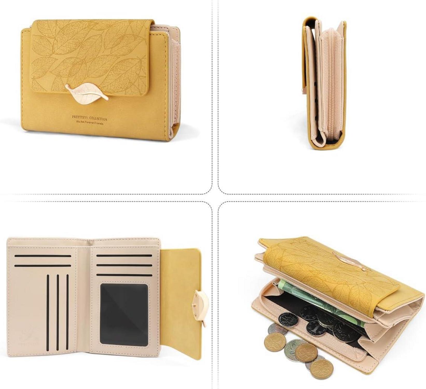Damen Geldbörse Klein PU Leder Portemonnaie mit Zipper Münzfach & 10