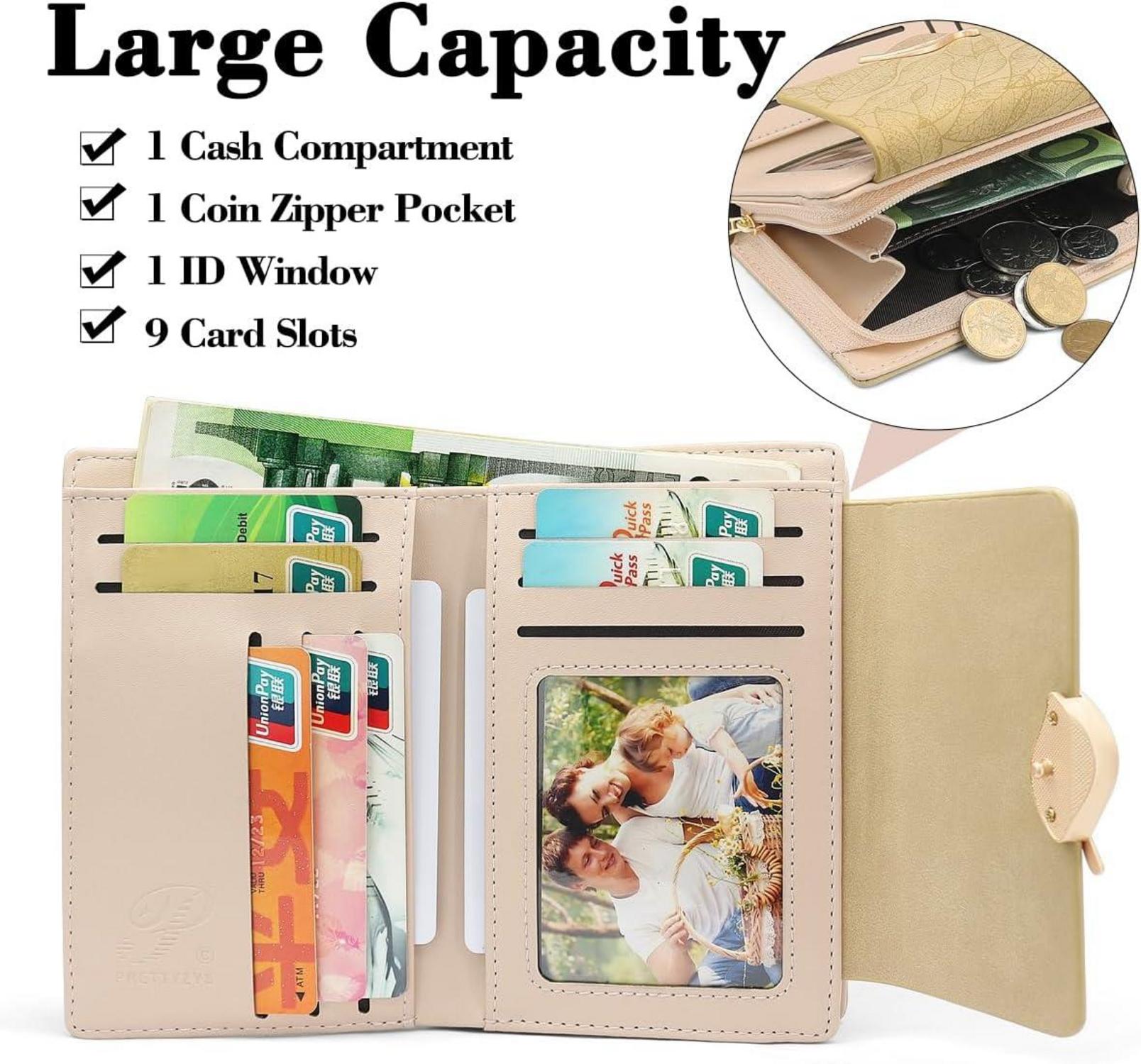 Damen Geldbörse Kunstleder Kleine Brieftasche Zipper Münzfach Solid
