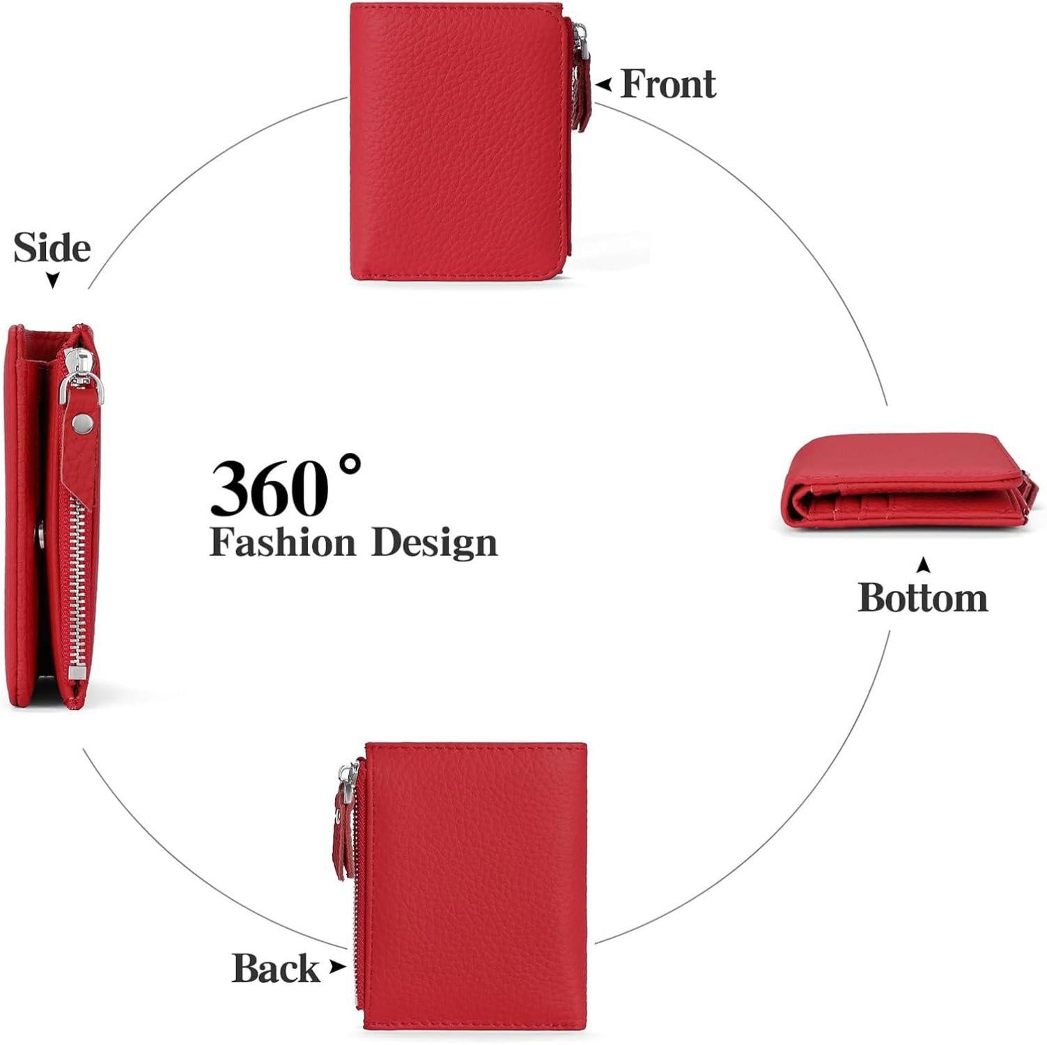 Kleine Damen Geldbörse RFID Schutz Leder Rot Wallet