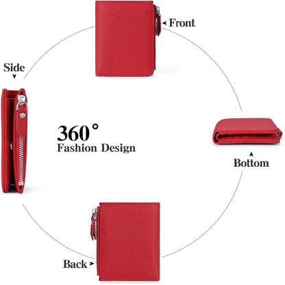 Kleine Damen Geldbörse RFID Schutz Leder Rot Wallet