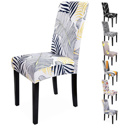 Stretch Stuhlhussen 4er Set mit Blattmuster – Abnehmbar & Waschbar