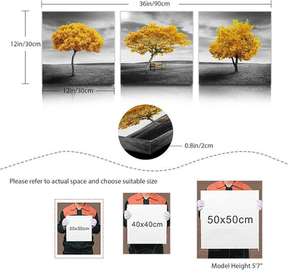 Wandbilder Baum Gelb 30x30cm Modern Kunstdruck Schlafzimmer Küche Büro