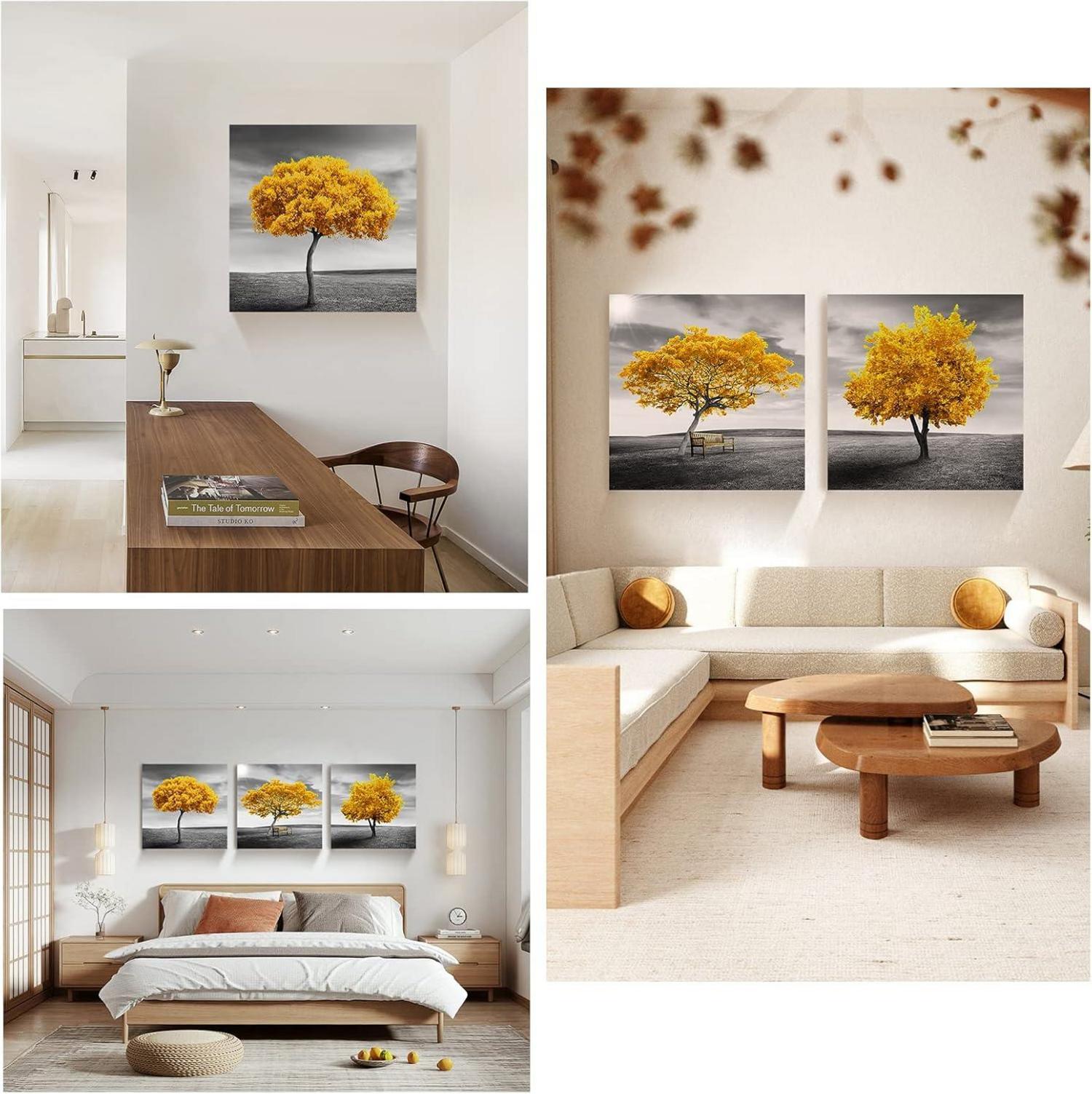 Bilder Baum Gelb Natur Gold Wandbilder 30x30cm Wohnzimmer Schlafzimmer Küche