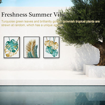 Monstera Pflanzenbilder Set Schwarz-Rahmen 40x30cm Wohnzimmer Schlafzimmer