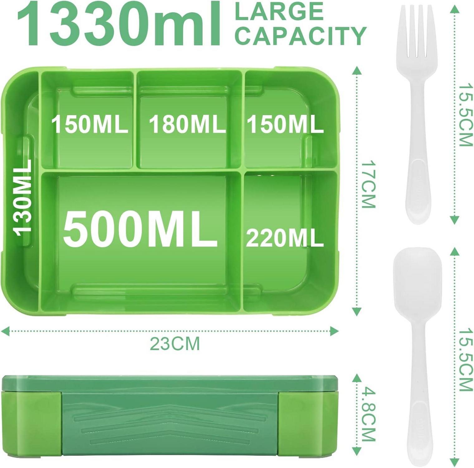 Brotdose mit Fächern 1300ml Auslaufsicher Bento Lunchbox Kinder