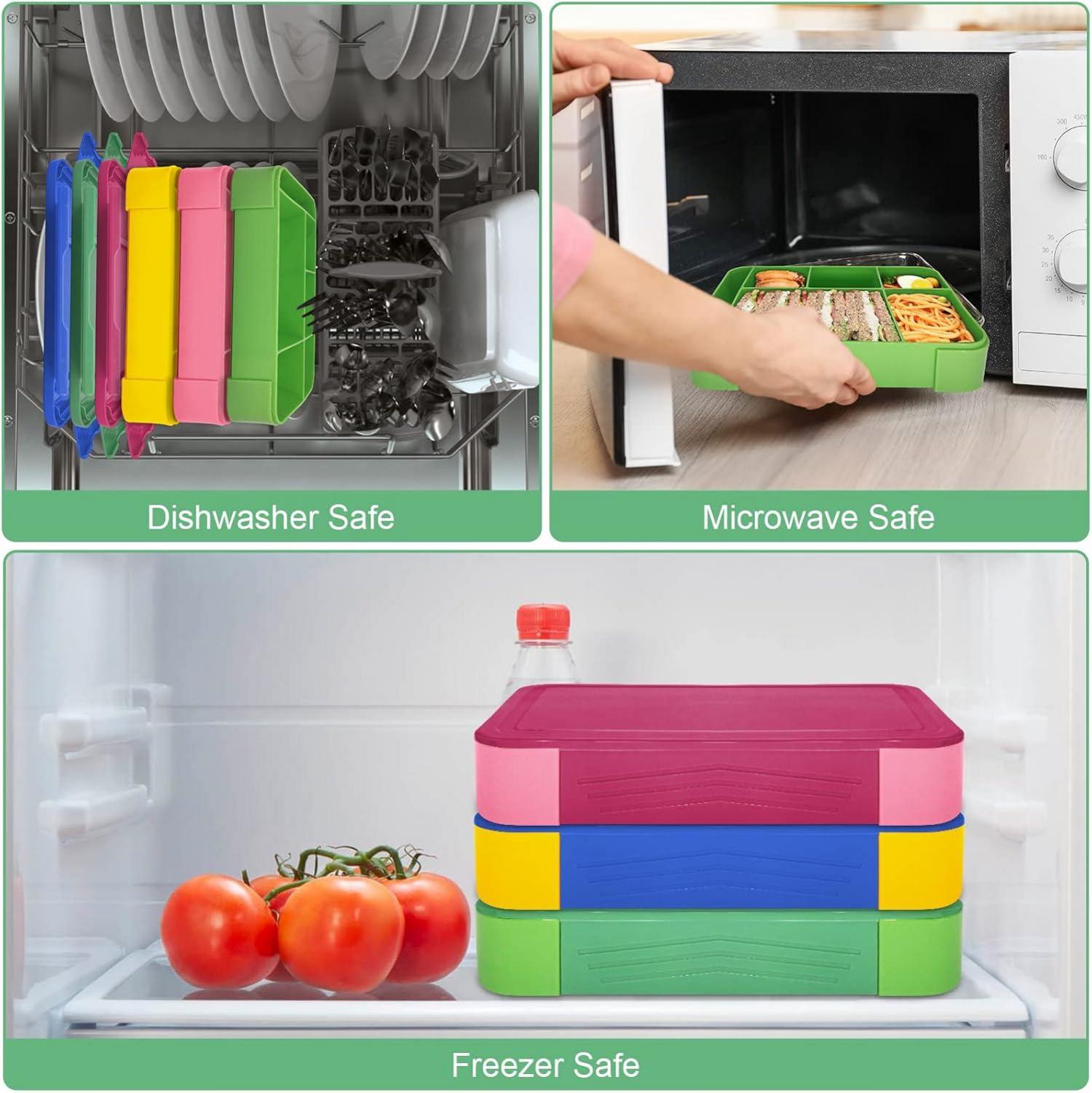 Brotbox Kinder 1300ml mit Fächern Auslaufsicher Lunchbox Grün