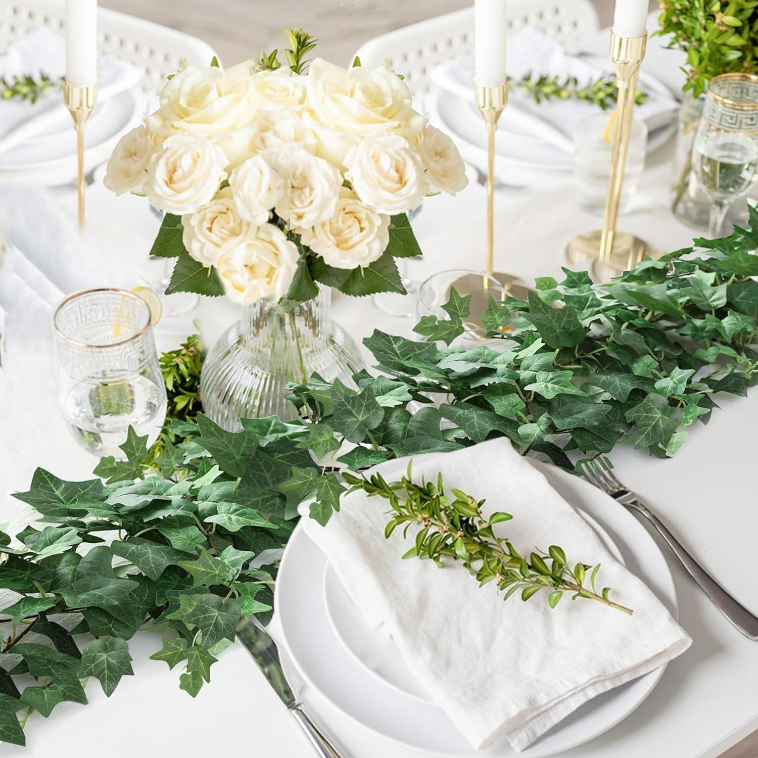 2 Stück Künstliche Efeu Girlande 200cm Grün Kunststoff/Fabric hängend