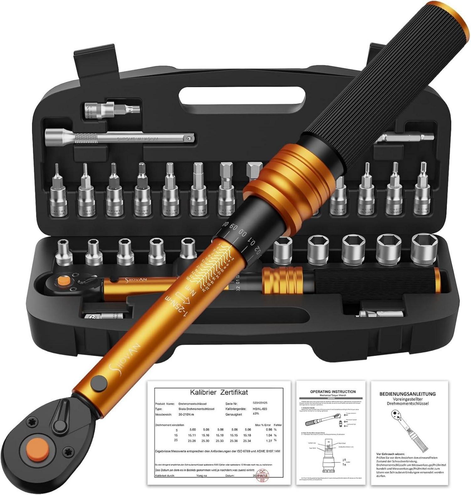 Drehmomentschlüssel Set Fahrrad 1/4 Zoll 1-25 Nm 33TLG TorqueWrench