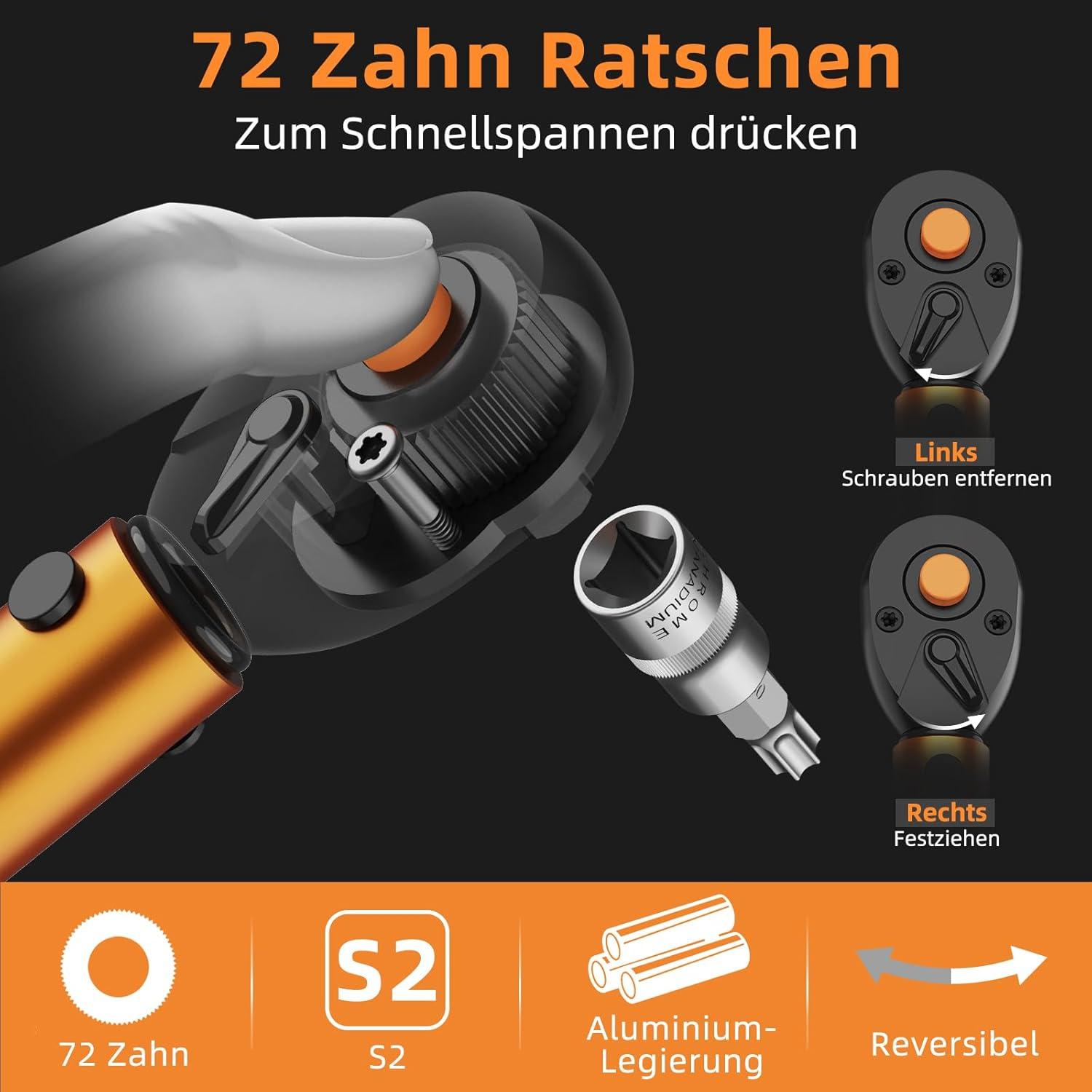 Drehmomentschlüssel Fahrrad Set 1/4 Zoll 1-25 Nm Ratsche