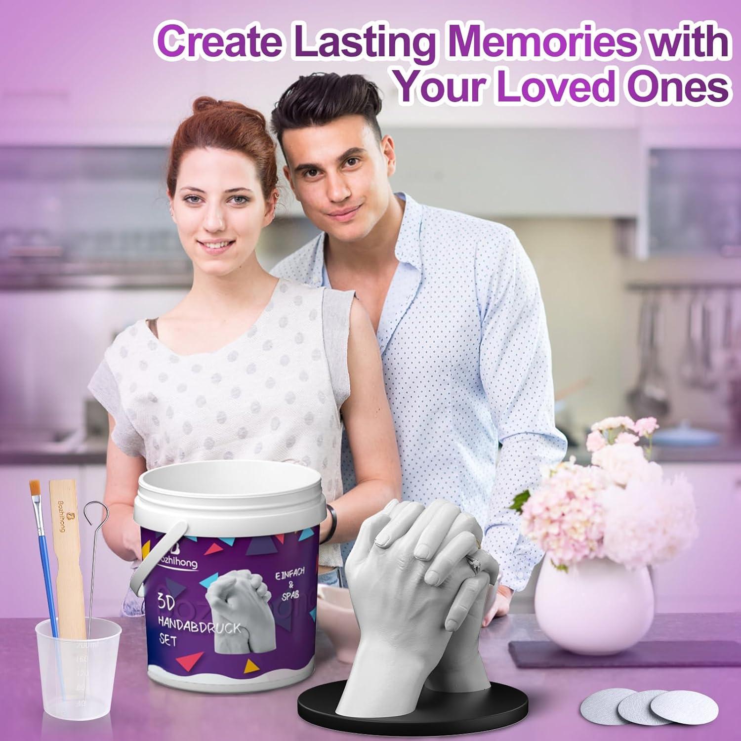 3D Handabdruck Set für Paare Gipsabdruck Partner Geschenk Purple