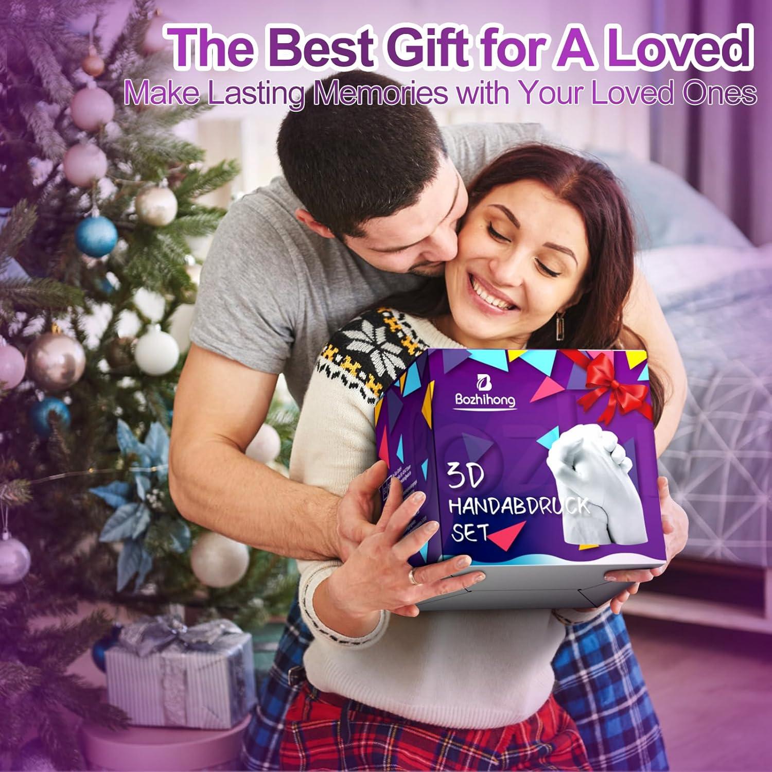 3D Handabdruck Set für Paare Gipsabdruck Partner Geschenk Purple