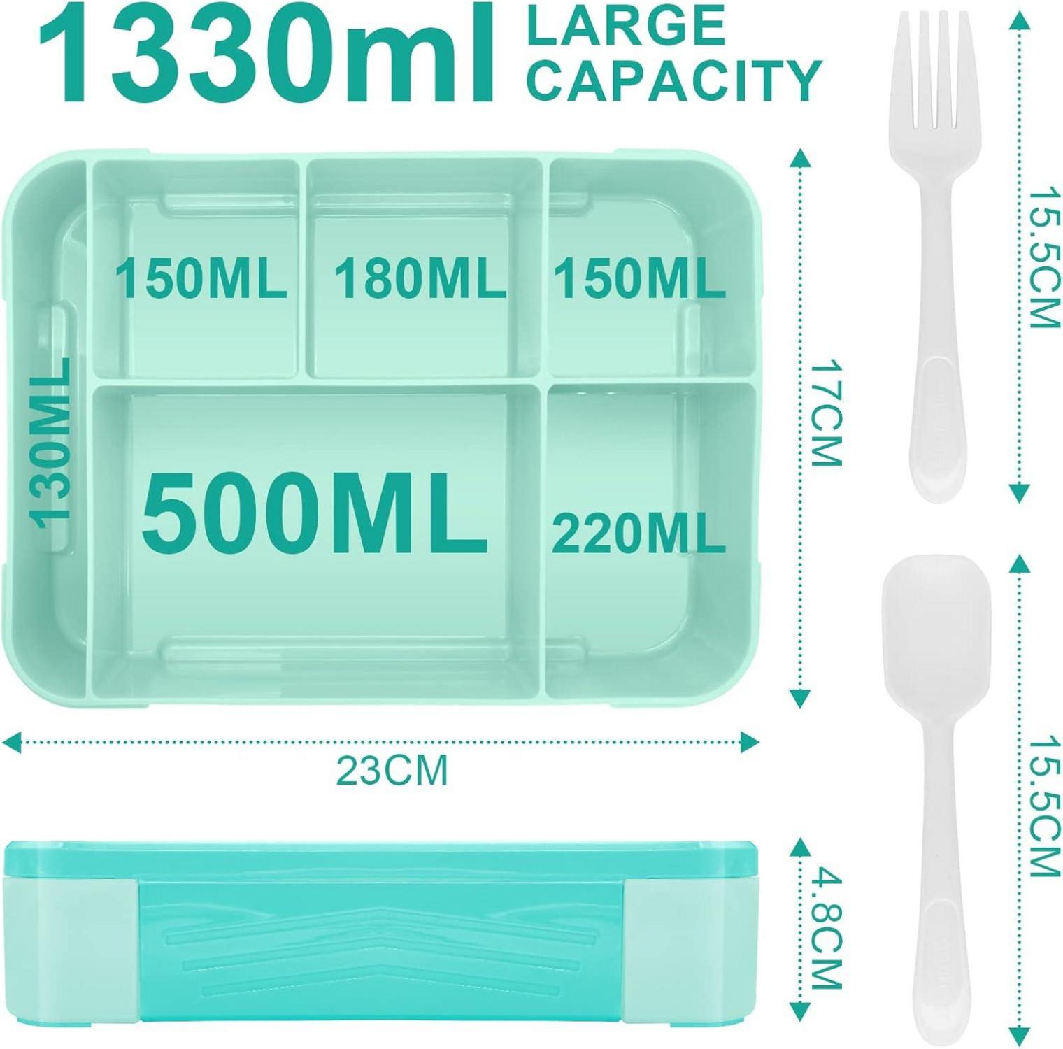 Brotdose Kinder mit Fächern auslaufsicher Bento Box 1300ml