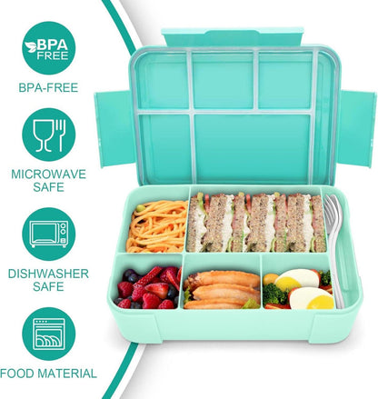 Brotdose Kinder 1300ml mit Fächern Bento Box Auslaufsicher Lunchbox Minze