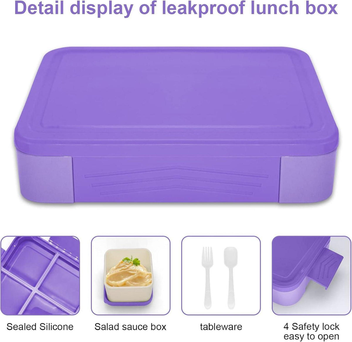 Brotdose Kinder mit Fächern 1300ml Auslaufsichere Bento