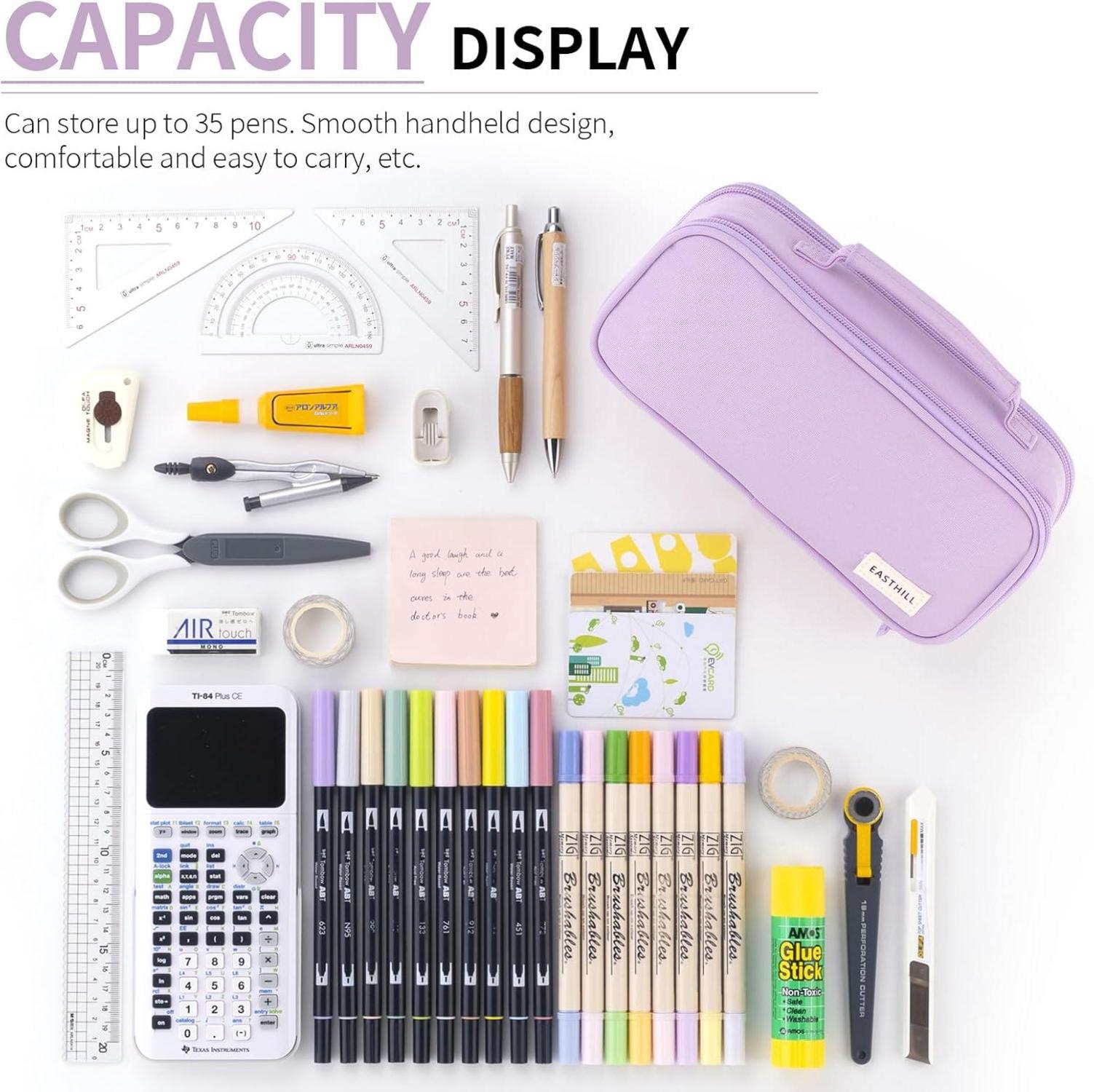 Großes Federmäppchen Organizer mit Griff - Lila Canvas Tasche