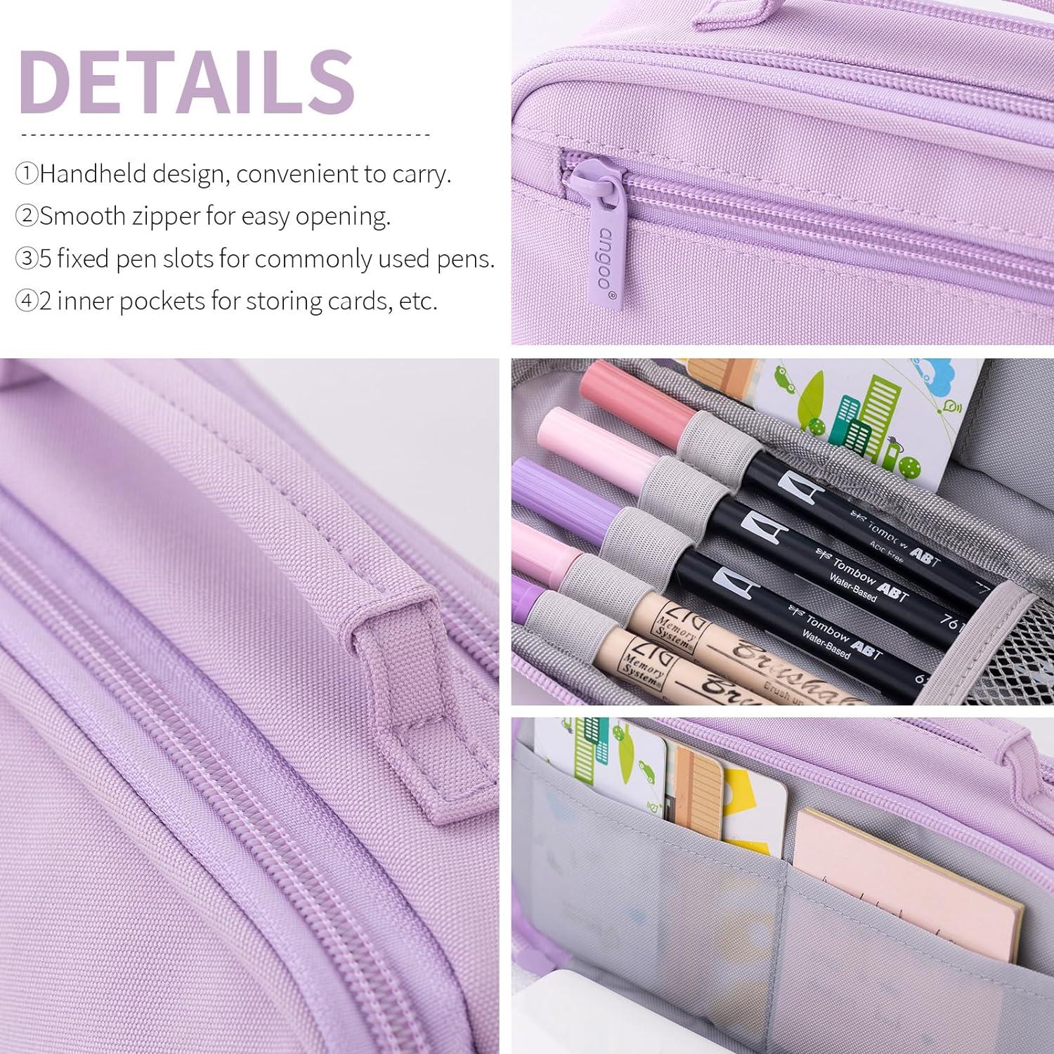 Großes Federmäppchen Organizer Tasche mit Griff für Mädchen, Lila