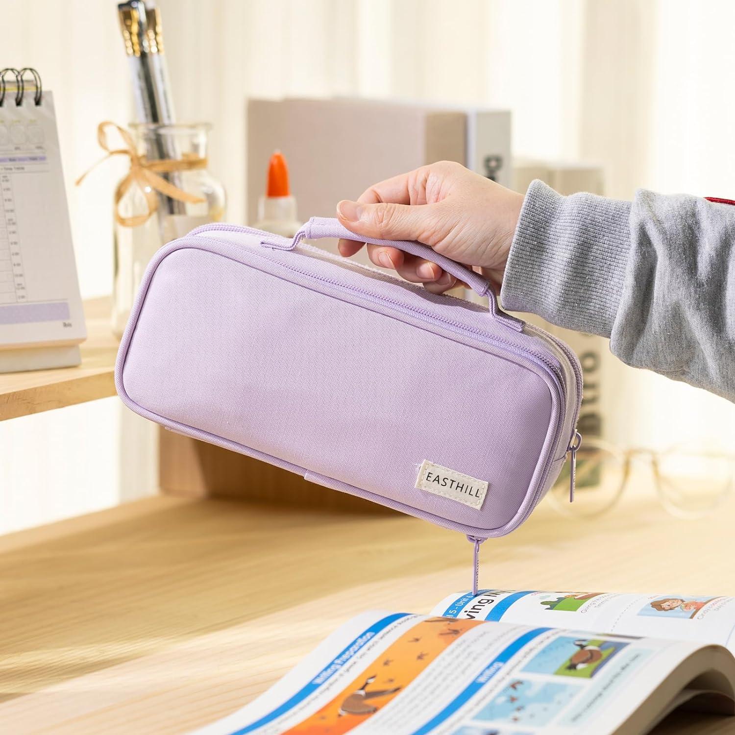 Großes Federmäppchen Organiser Canvas Bleistift Tasche Mädchen-Lila