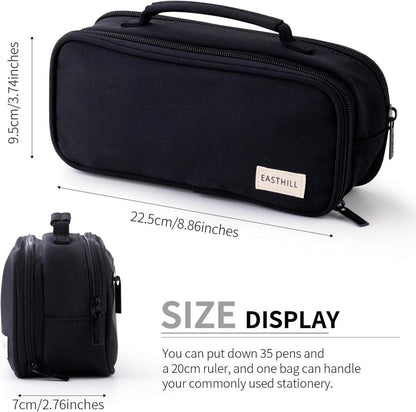 Großes Federmäppchen Organizer Schwarz Canvas Mädchen
