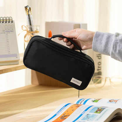 Große Kapazität Federmäppchen Organizer Canvas Schwarz