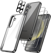 Samsung Galaxy S24+ 5G Hülle mit Gehärtete Glas Schutzfolie in Schwarz