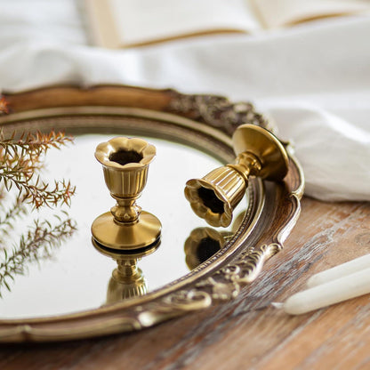 Kerzenständer Messing 12er Set für Stabkerzen - Vintage Tischdeko Gold