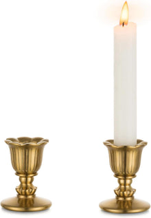 Vintage Kerzenständer für Stabkerzen Messing 2er Set Gold Retro Antik