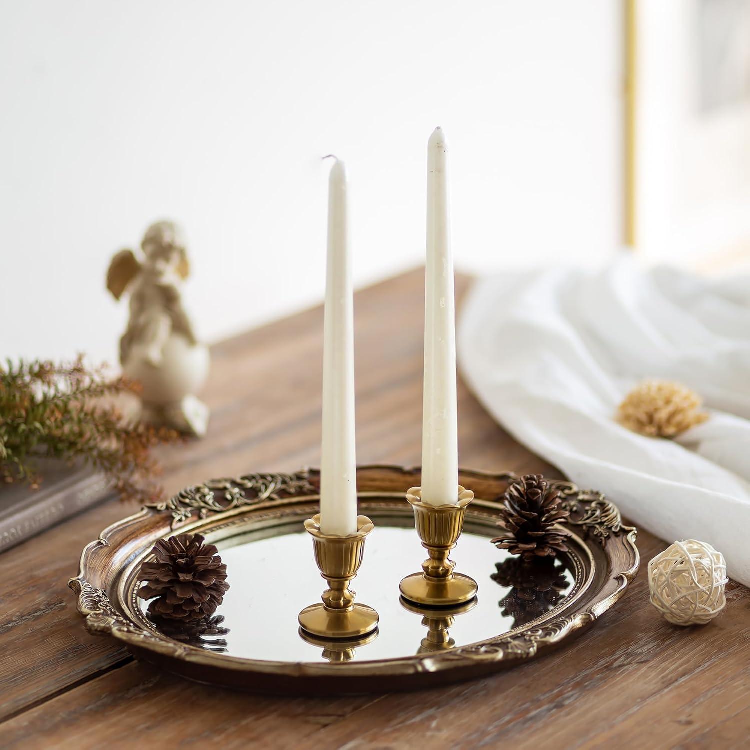 Vintage Kerzenständer für Stabkerzen Messing 2er Set Gold Retro Antik