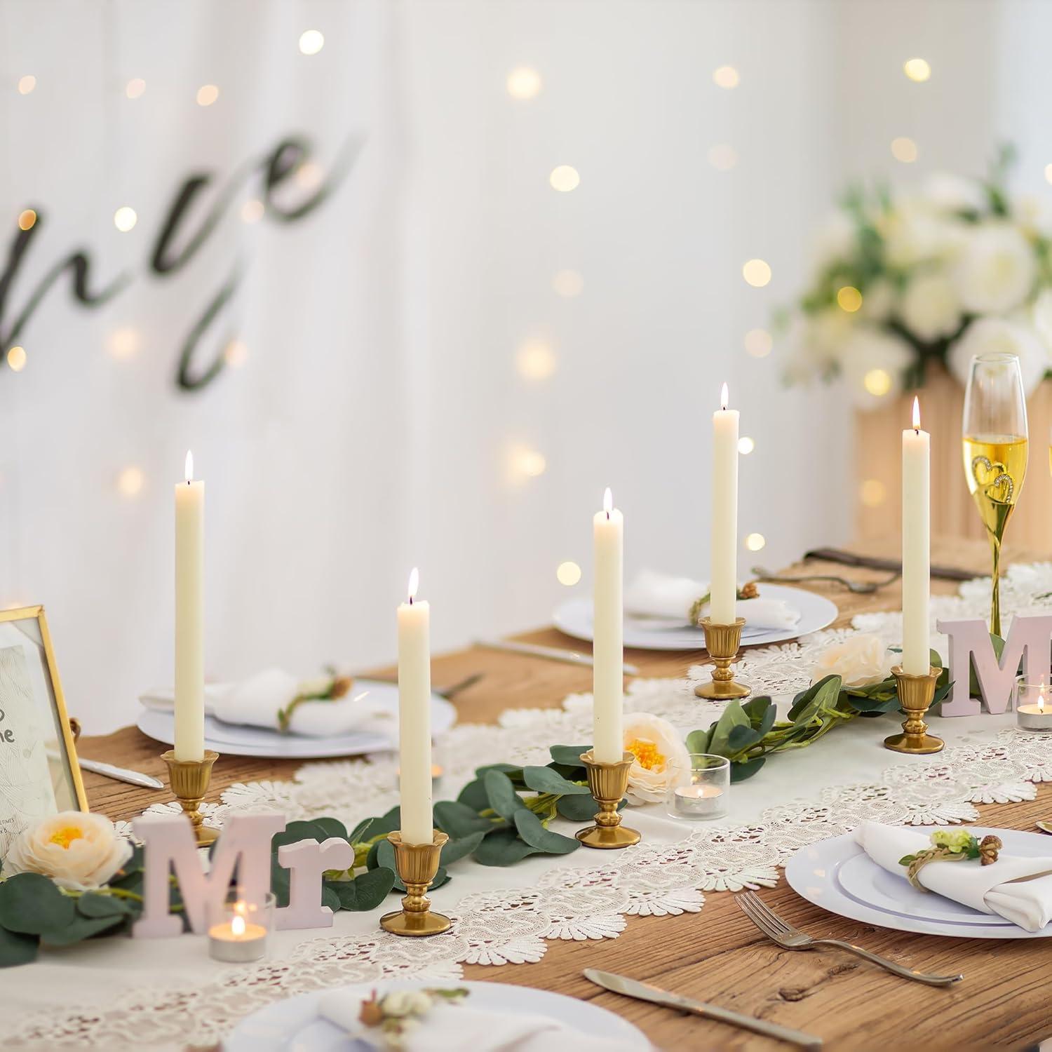Vintage Messing Kerzenständer Stabkerzenhalter 2er Set Gold für Hochzeit Wohnzimmer Party
