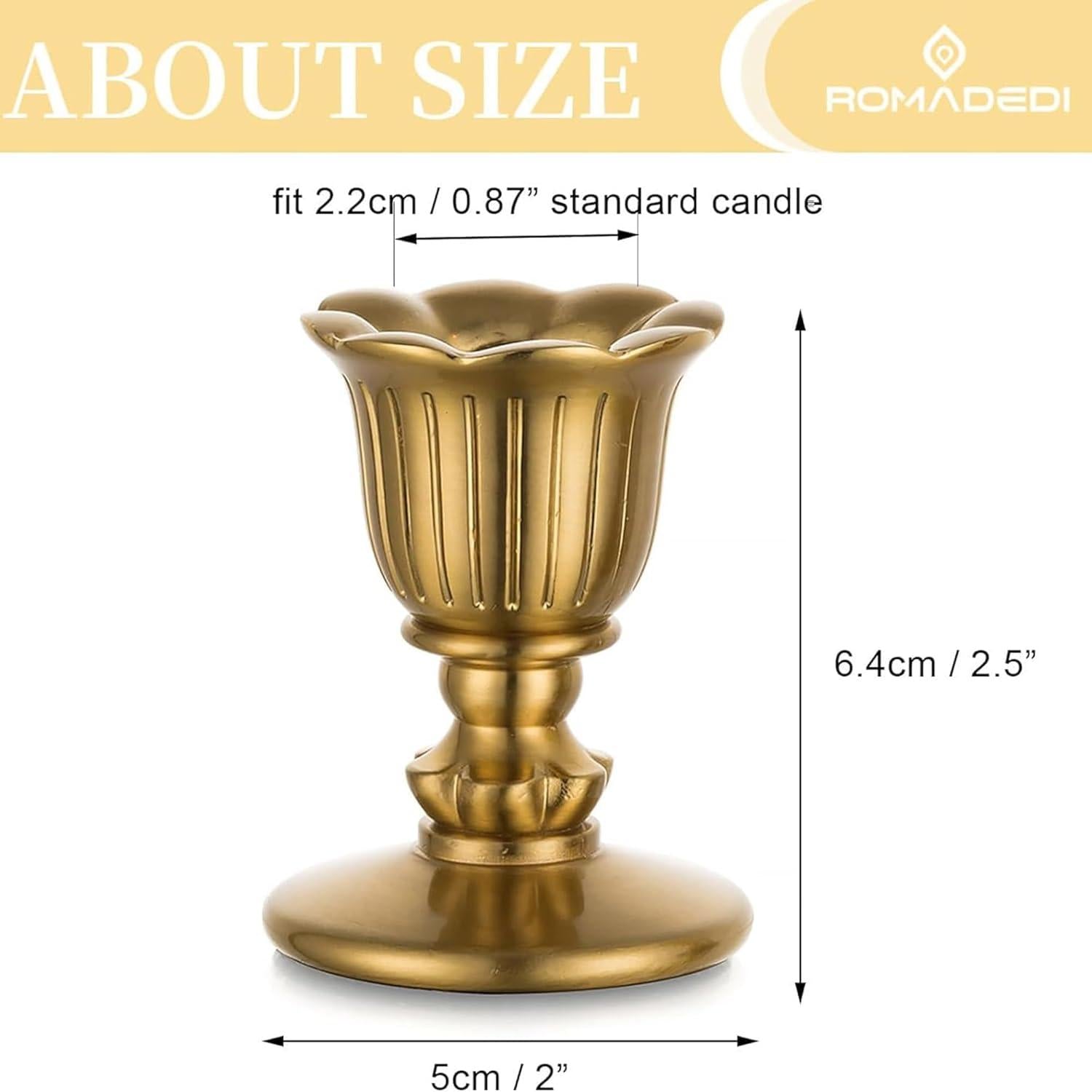 Vintage Kerzenständer Messing gold 2er Set Stabkerzenhalter für