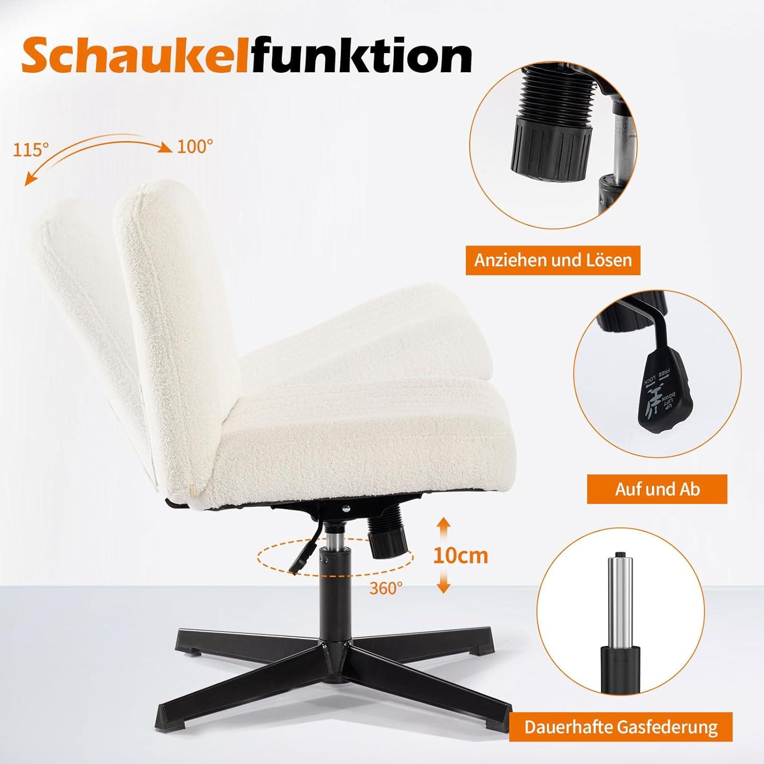 Bürostuhl Armless Höhenverstellbar Schreibtischstuhl 150KG Stoff Kissen