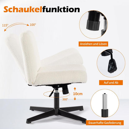 Bürostuhl Armless Höhenverstellbar Schreibtischstuhl 150KG Stoff Kissen
