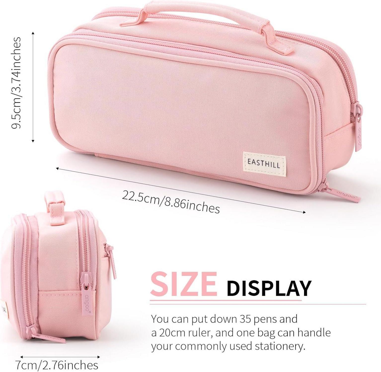 Großes Kapazität Federmäppchen Organizer mit Griff - Rosa