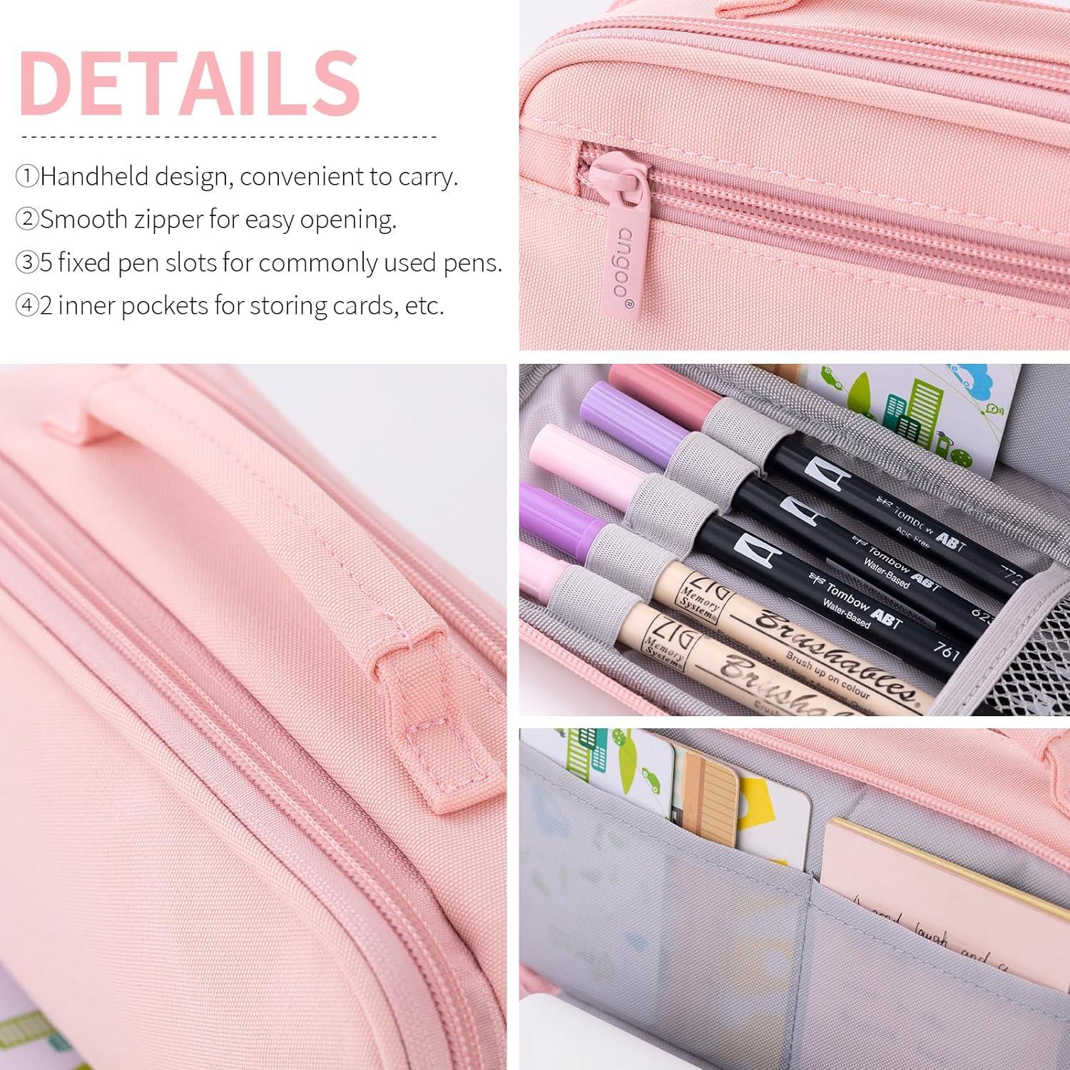 EASTHILL Großes Federmäppchen Organizer Canvas Bleistift Tasche Mädchen-Rosa