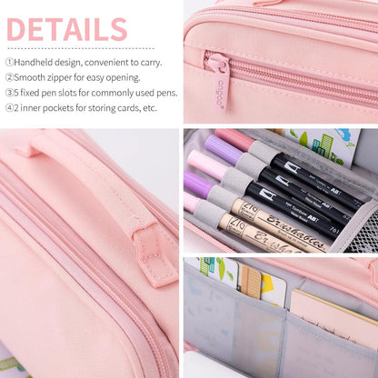 EASTHILL Großes Federmäppchen Organizer Canvas Bleistift Tasche Mädchen-Rosa