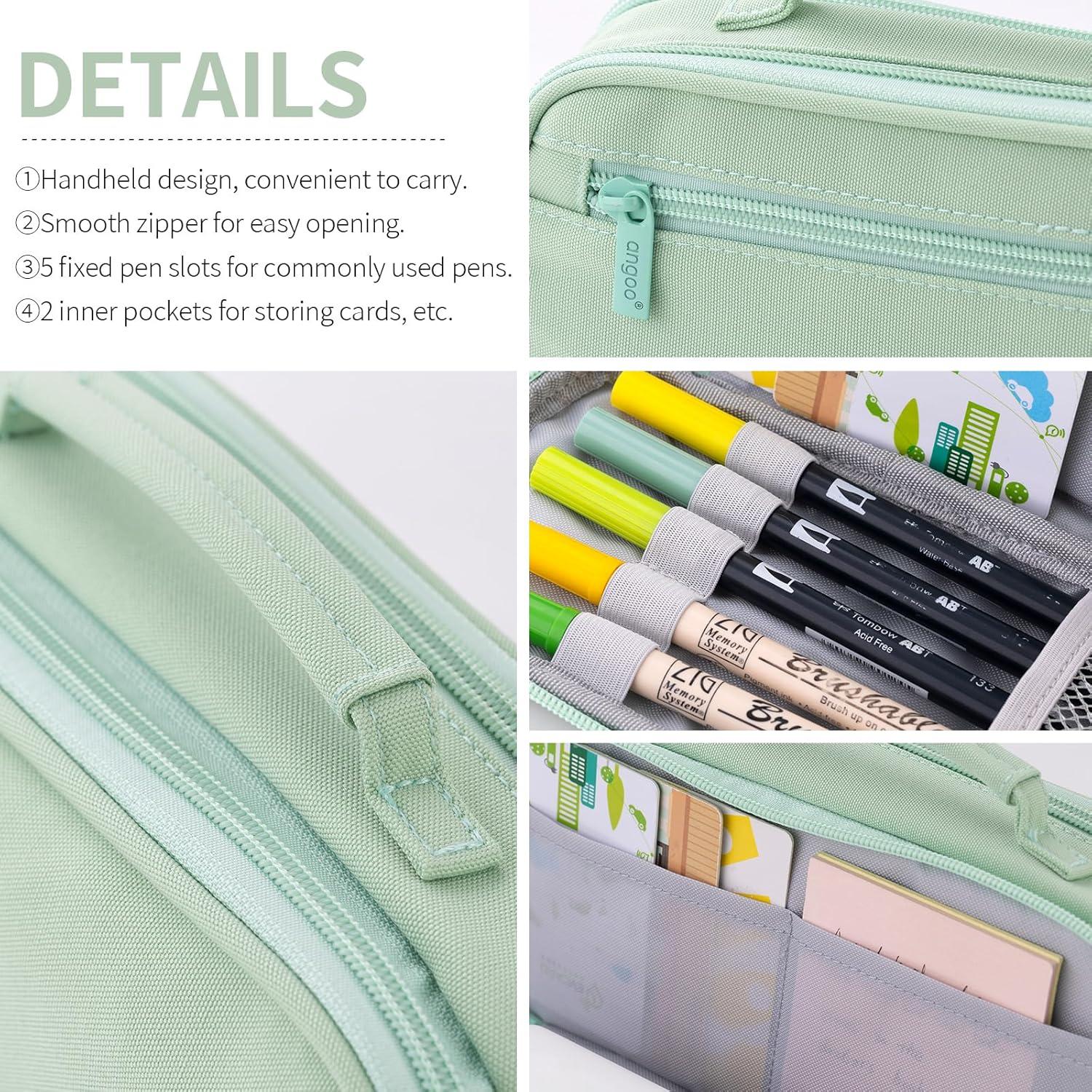 Großes Federmäppchen Organizer Canvas Bleistift Tasche mit Griff - Mädchen-Green