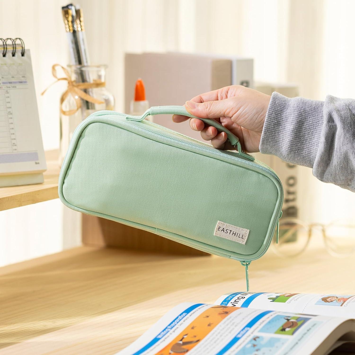Großes Federmäppchen Organizer Canvas Bleistift Tasche Mädchen-Grün